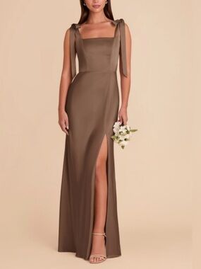 Birdy Grey Alex Dress Matte Satin Mocha Brown Large NWT